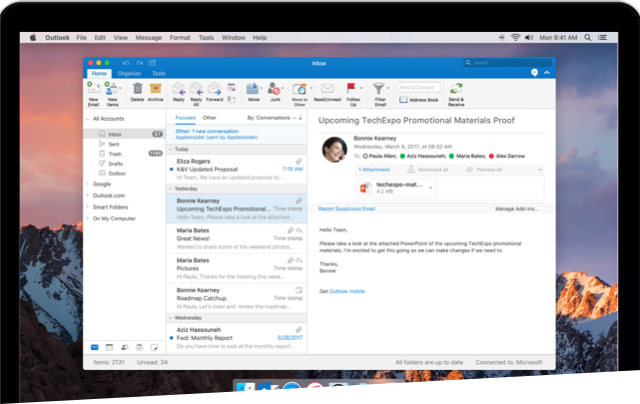 what version of outlook is in office 2016 for the mac